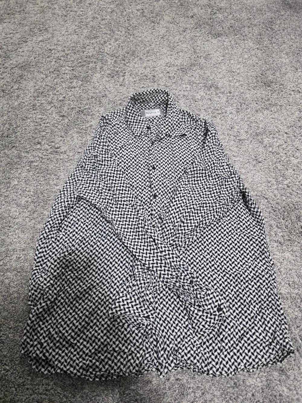 Black & White Geometric Button-Up Shirt